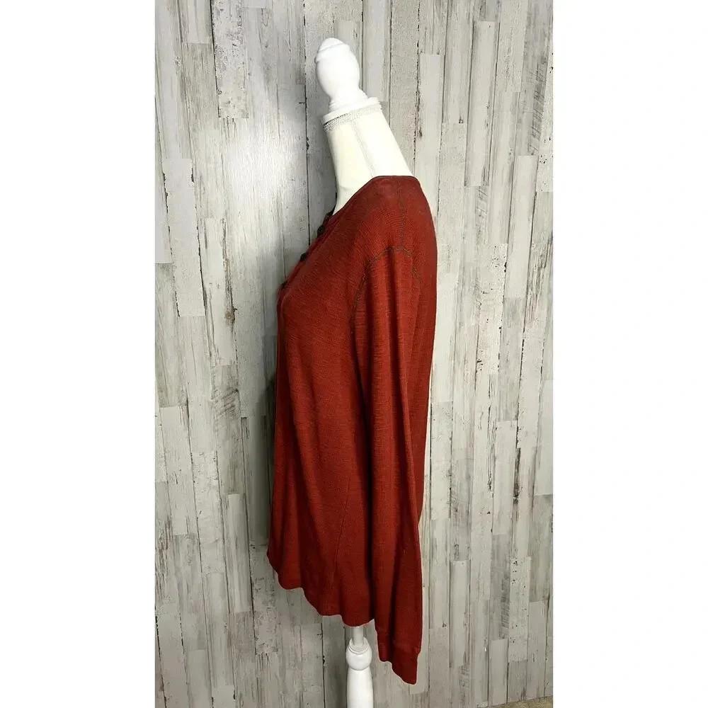Banana Republic Men's‎ Size Medium Orange Waffle Knit Henley Top